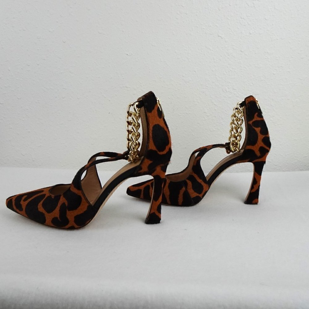 Antonio Melani Pumps Tiaa Animal Print Calf Hair Ankle Chain Size 7.5 - Picture 7 of 10